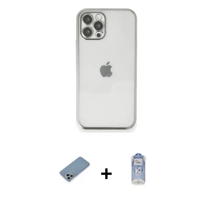 ieg™ iPhone 12 Pro Max Kılıf Vadi Minimal - Siyah Joko Magic 5D Cam + Shine Kamera Lens Koruma Cam - GI
