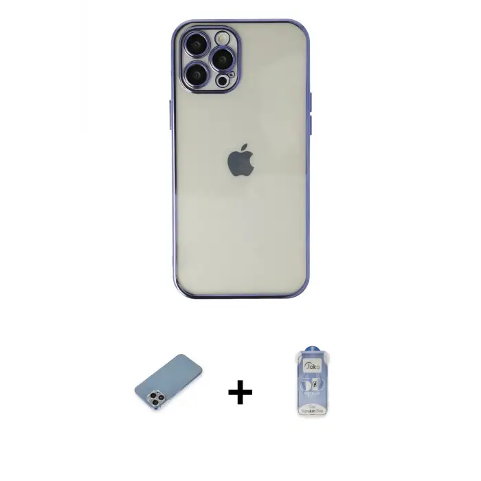 ieg™ iPhone 12 Pro Max Kılıf Vadi Minimal - Siyah Joko Magic 5D Cam + Shine Kamera Lens Koruma Cam - GI