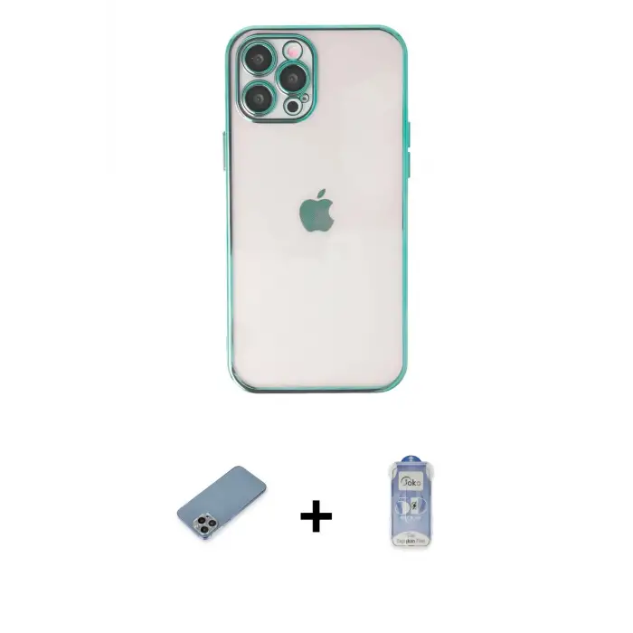 ieg™ iPhone 12 Pro Max Kılıf Vadi Minimal - Siyah Joko Magic 5D Cam + Shine Kamera Lens Koruma Cam - GI