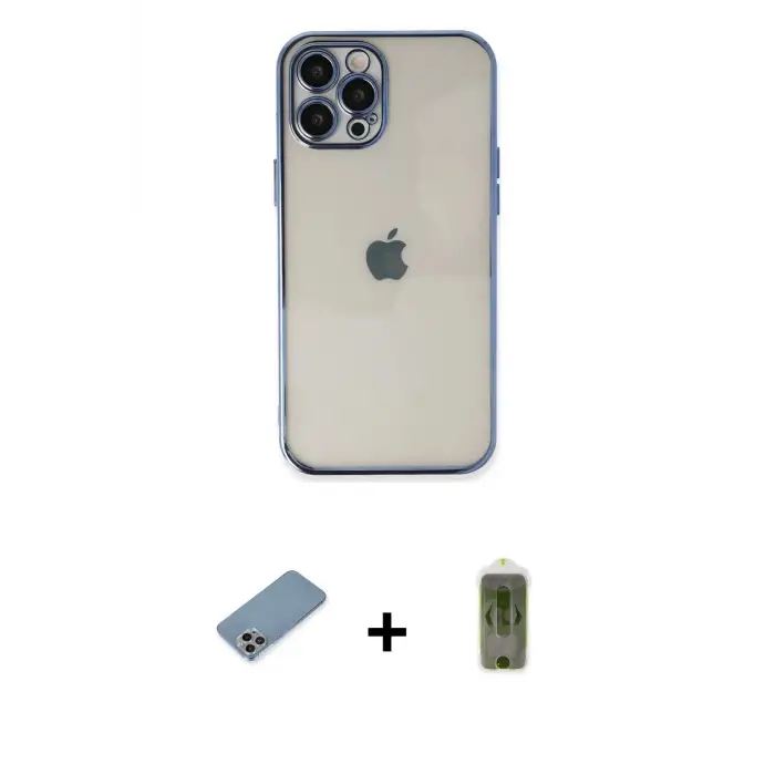 ieg™ iPhone 12 Pro Max Kılıf Vadi Minimal - Siyah Joko Magic 5D Hayalet Cam + Shine Kamera Lens Koruma Cam - GI