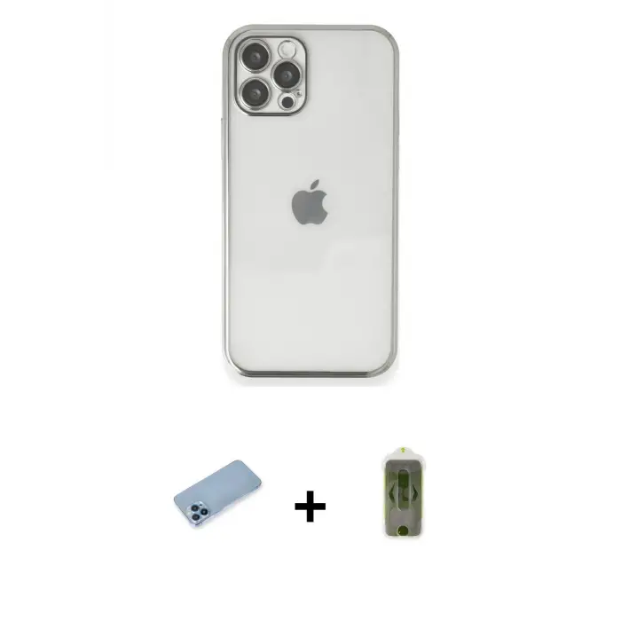 ieg™ iPhone 12 Pro Max Kılıf Vadi Minimal - Siyah Joko Magic 5D Hayalet Cam + Shine Kamera Lens Koruma Cam - MI