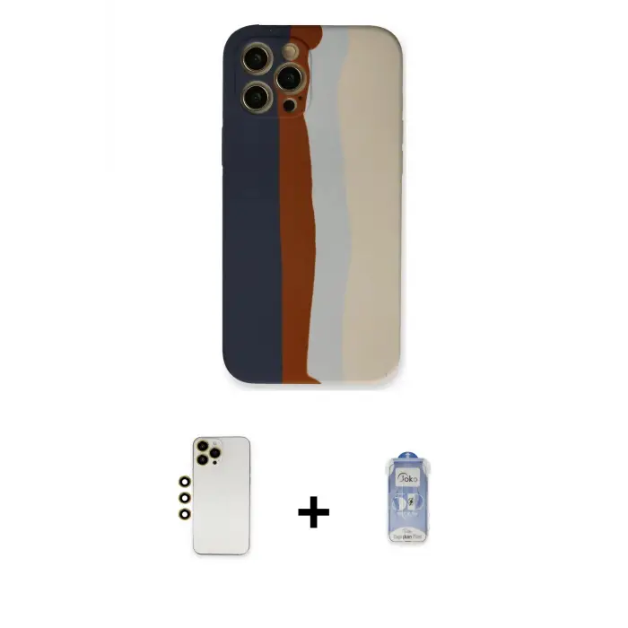 ieg™ iPhone 12 Pro Max Kılıf Yadigar Çizgi - Siyah Joko Magic 5D Cam + Shine Kamera Lens - GD