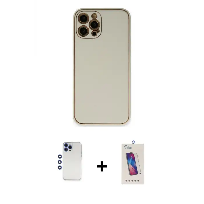 ieg™ iPhone 12 Pro Max Kılıf Yadigar Klasik - Siyah Joko 5D Cam + Shine Kamera Lens - LT