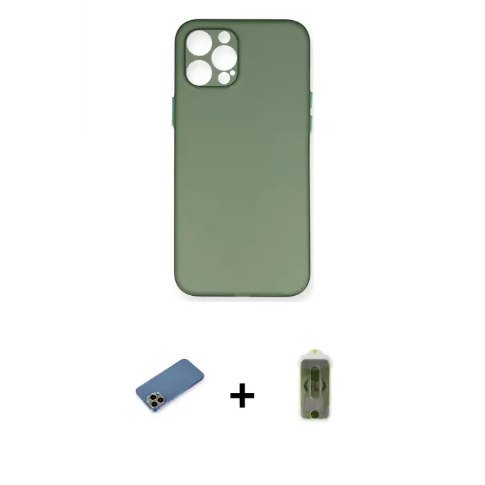 ieg™ iPhone 12 Pro Max Kılıf Yadigar Yansıma Serisi - Siyah Joko Magic 5D Hayalet Cam + Shine Kamera Lens Koruma Cam - GD
