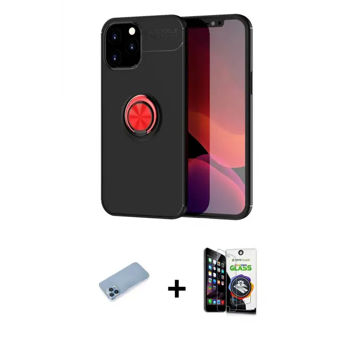 ieg™ iPhone 12 Pro Max Kılıf Yankı Form Prime - Şeffaf Temperli Cam Ekran Koruyucu + Shine Kamera Lens Koruma Cam - MI