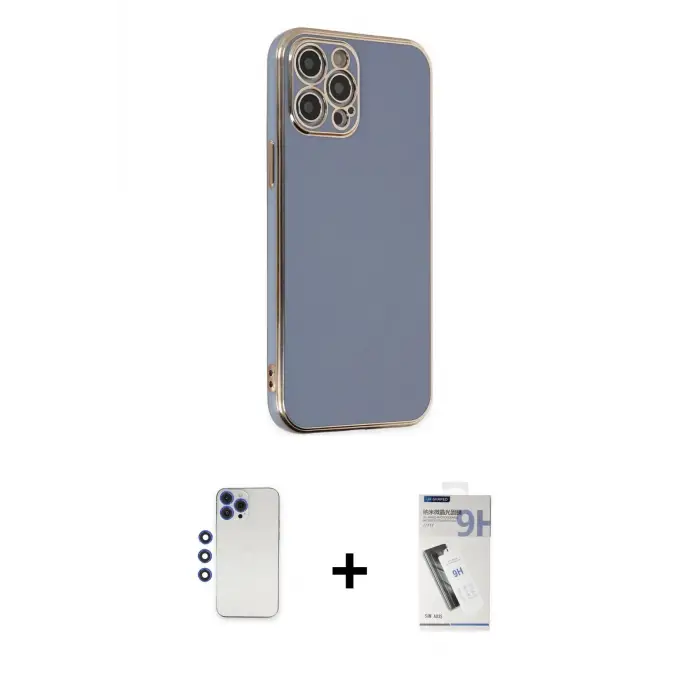 ieg™ iPhone 12 Pro Max Kılıf Yankı Serisi - Şeffaf Uv Polymer Nano Ekran Koruyucu + Shine Kamera Lens - LT