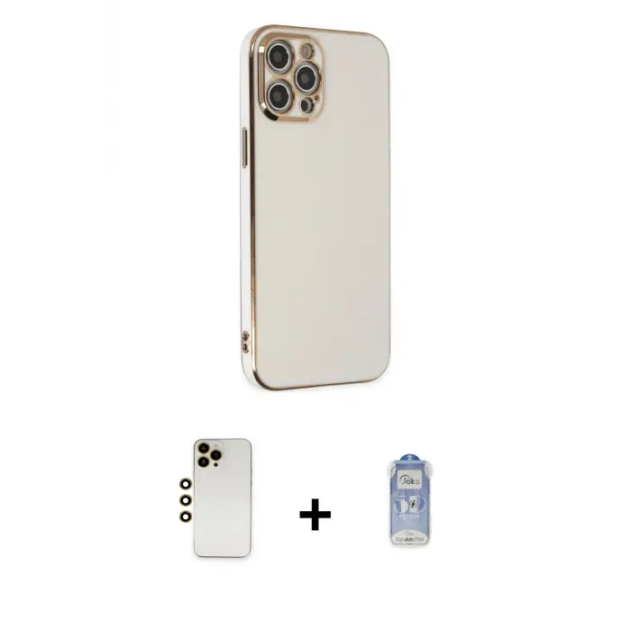 ieg™ iPhone 12 Pro Max Kılıf Yankı Serisi - Siyah Joko Magic 5D Cam + Shine Kamera Lens - GD