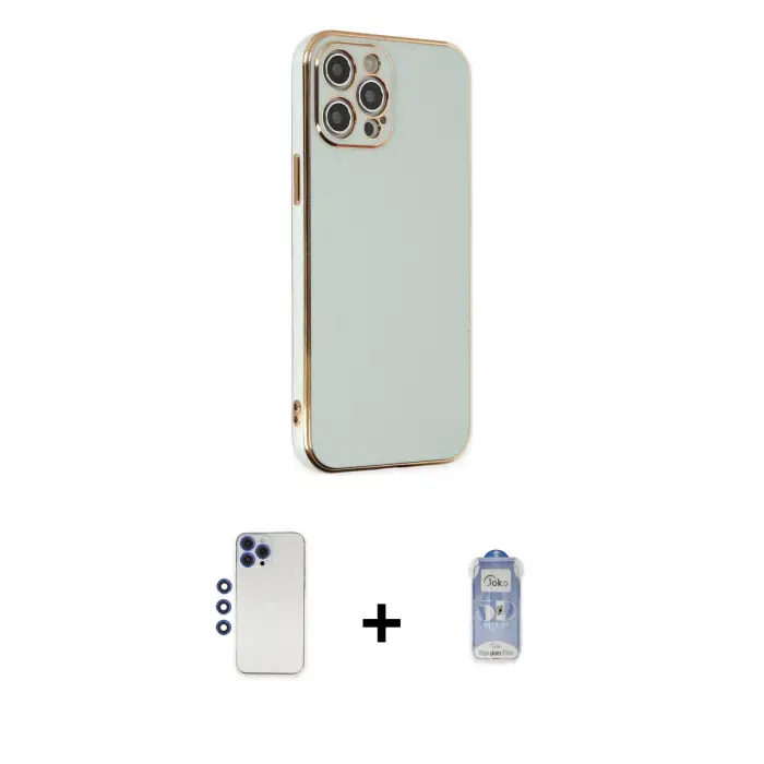 ieg™ iPhone 12 Pro Max Kılıf Yankı Serisi - Siyah Joko Magic 5D Cam + Shine Kamera Lens - LT