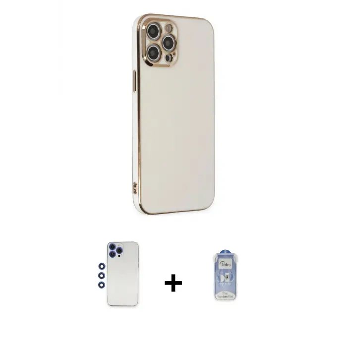 ieg™ iPhone 12 Pro Max Kılıf Yankı Serisi - Siyah Joko Magic 5D Cam + Shine Kamera Lens - LT