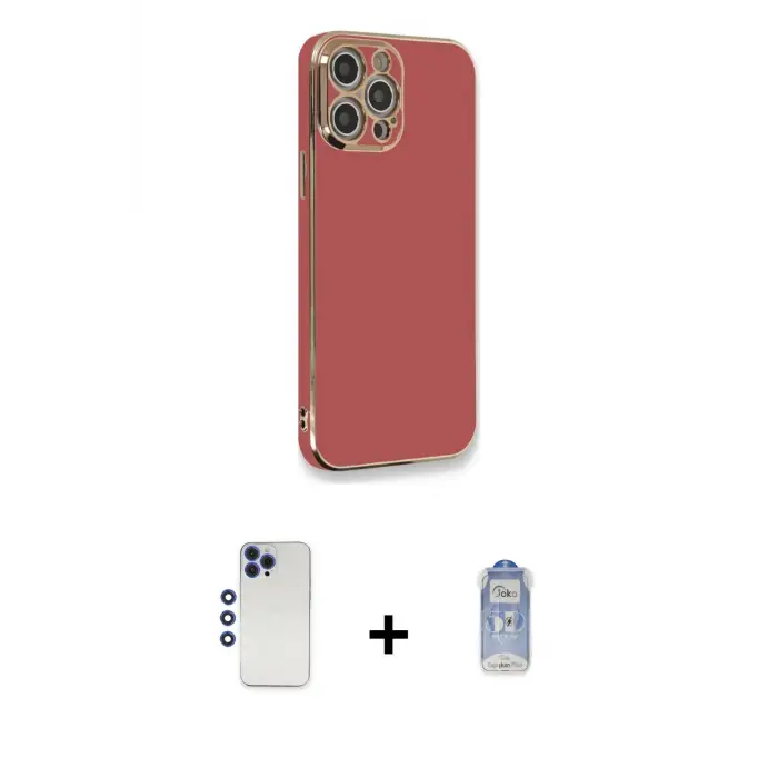 ieg™ iPhone 12 Pro Max Kılıf Yankı Serisi - Siyah Joko Magic 5D Cam + Shine Kamera Lens - LT