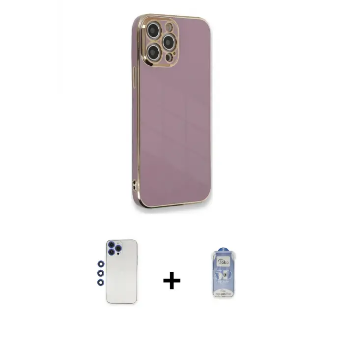 ieg™ iPhone 12 Pro Max Kılıf Yankı Serisi - Siyah Joko Magic 5D Cam + Shine Kamera Lens - LT