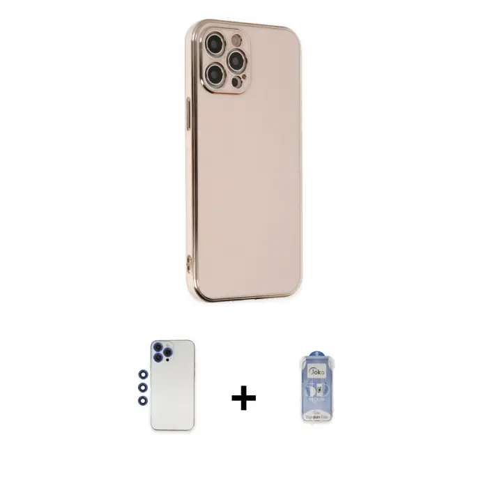 ieg™ iPhone 12 Pro Max Kılıf Yankı Serisi - Siyah Joko Magic 5D Cam + Shine Kamera Lens - LT