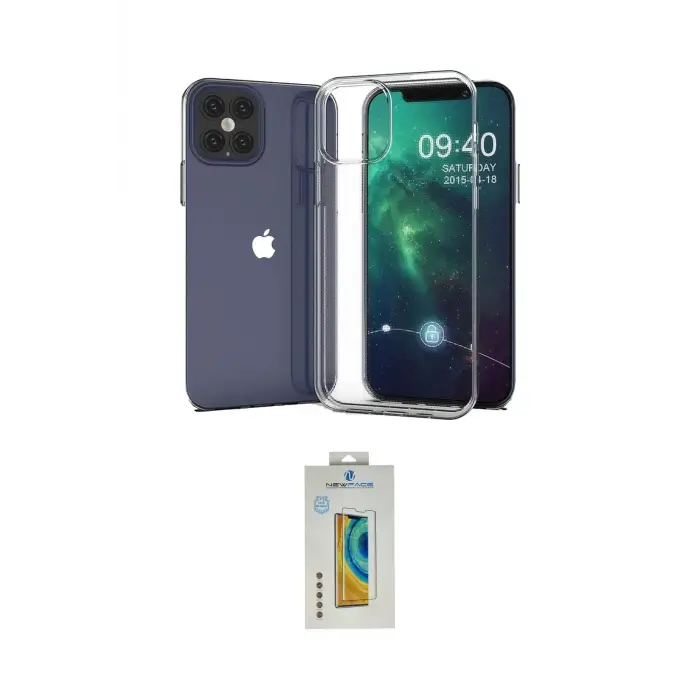 ieg™ iPhone 12 Pro Max Kılıf Zirve Doku - Siyah Polymer Nano Ekran Koruyucu