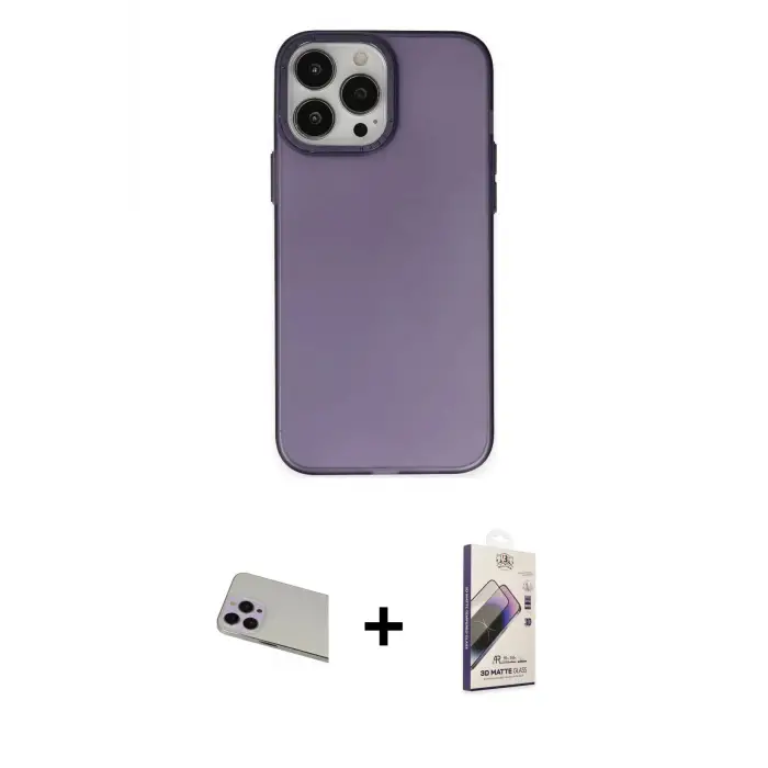 ieg™ iPhone 13 Pro Max Kılıf Ahenk Çizgi Prime - Siyah Bilvis 3D Mat Cam Ekran Koruyucu + Rainbow Kamera Lens Koruma Cam - MR