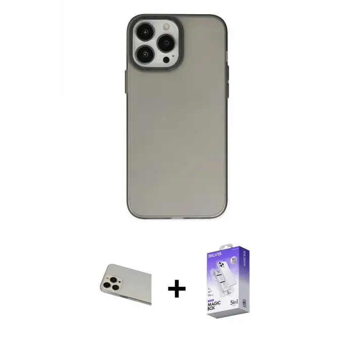 ieg™ iPhone 13 Pro Max Kılıf Ahenk Çizgi Prime - Siyah Bilvis 5in1 3D Magic Cam Ekran Koruyucu + Rainbow Kamera Lens Koruma Cam - REGD