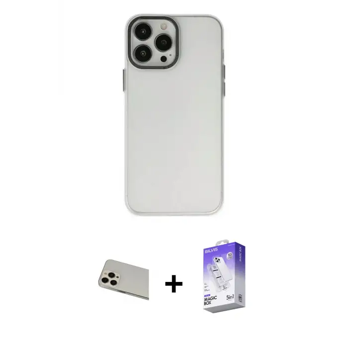 ieg™ iPhone 13 Pro Max Kılıf Ahenk Çizgi Prime - Siyah Bilvis 5in1 3D Magic Cam Ekran Koruyucu + Rainbow Kamera Lens Koruma Cam - REGD