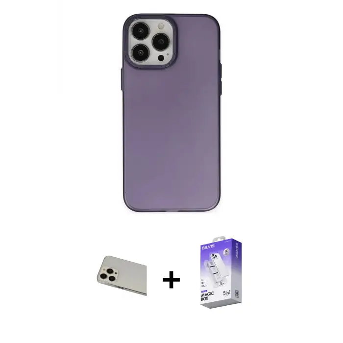 ieg™ iPhone 13 Pro Max Kılıf Ahenk Çizgi Prime - Siyah Bilvis 5in1 3D Magic Cam Ekran Koruyucu + Rainbow Kamera Lens Koruma Cam - REGD