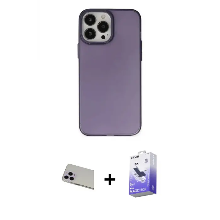 ieg™ iPhone 13 Pro Max Kılıf Ahenk Çizgi Prime - Siyah Bilvis 5in1 5D Magic Hayalet Cam Ekran Koruyucu + Rainbow Kamera Lens Koruma Cam - MR
