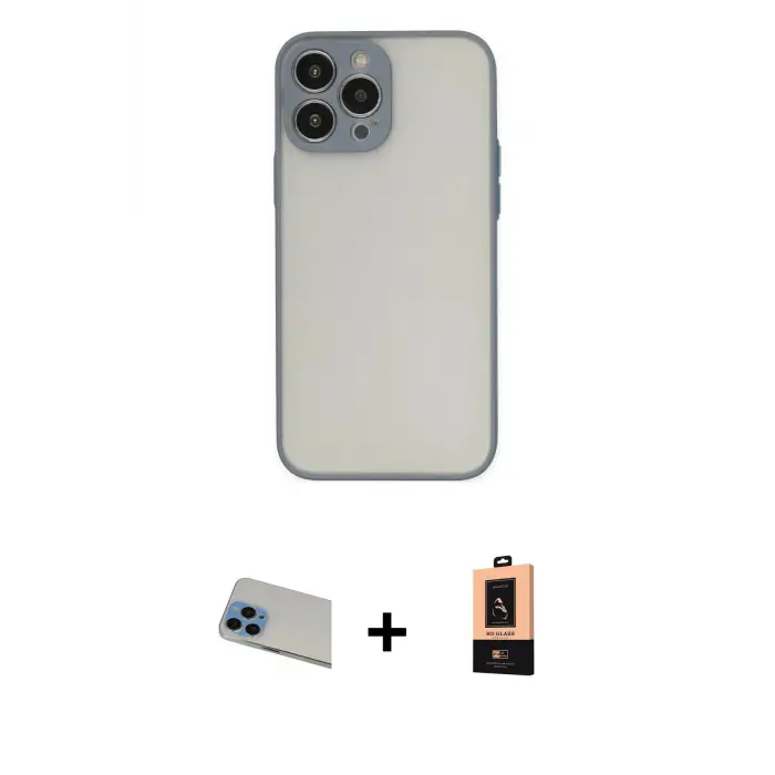 ieg™ iPhone 13 Pro Max Kılıf Ahenk Çizgi Serisi - Şeffaf Maxco Cam Ekran Koruyucu + Rainbow Kamera Lens Koruma Cam - MI