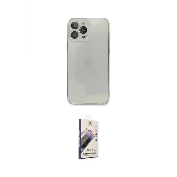 ieg™ iPhone 13 Pro Max Kılıf Ahenk Doku - Siyah Bilvis 3D Mat Cam Ekran Koruyucu