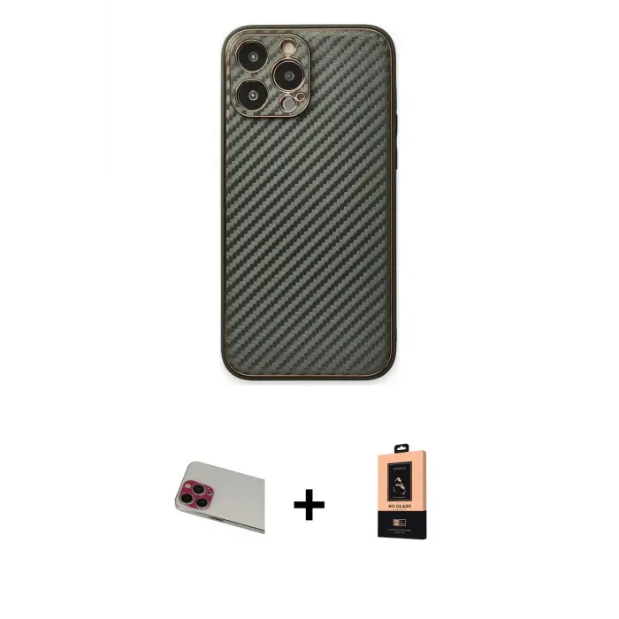 ieg™ iPhone 13 Pro Max Kılıf Ahenk Işık - Şeffaf Maxco Cam Ekran Koruyucu + Rainbow Kamera Lens Koruma Cam - KI