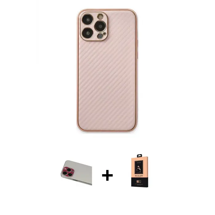 ieg™ iPhone 13 Pro Max Kılıf Ahenk Işık - Şeffaf Maxco Cam Ekran Koruyucu + Rainbow Kamera Lens Koruma Cam - KI