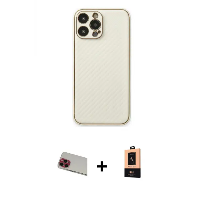 ieg™ iPhone 13 Pro Max Kılıf Ahenk Işık - Şeffaf Maxco Cam Ekran Koruyucu + Rainbow Kamera Lens Koruma Cam - KI