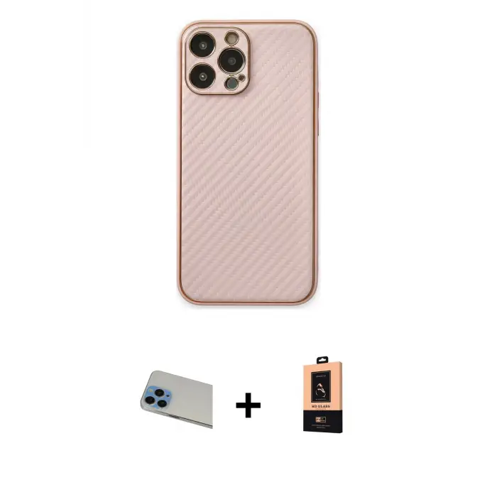 ieg™ iPhone 13 Pro Max Kılıf Ahenk Işık - Şeffaf Maxco Cam Ekran Koruyucu + Rainbow Kamera Lens Koruma Cam - MI