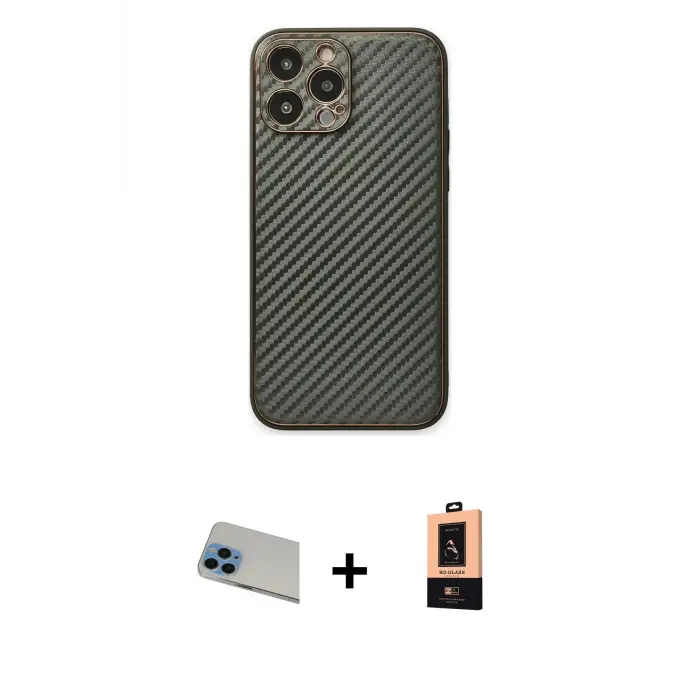 ieg™ iPhone 13 Pro Max Kılıf Ahenk Işık - Şeffaf Maxco Cam Ekran Koruyucu + Rainbow Kamera Lens Koruma Cam - MI