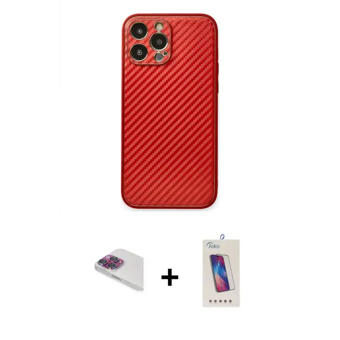 ieg™ iPhone 13 Pro Max Kılıf Ahenk Işık - Siyah Joko 5D Cam + Pers Alüminyum Kamera Lens - GI
