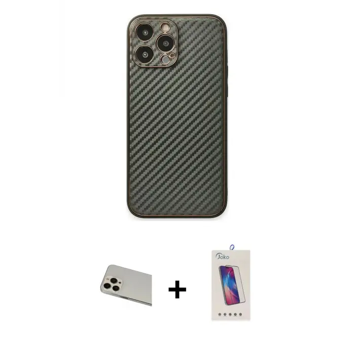 ieg™ iPhone 13 Pro Max Kılıf Ahenk Işık - Siyah Joko 5D Cam + Rainbow Kamera Lens Koruma Cam - REGD