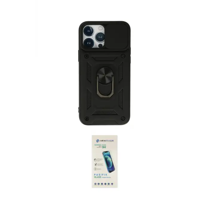 ieg™ iPhone 13 Pro Max Kılıf Ahenk Klasik - Şeffaf Pasifik Cam Ekran Koruyucu