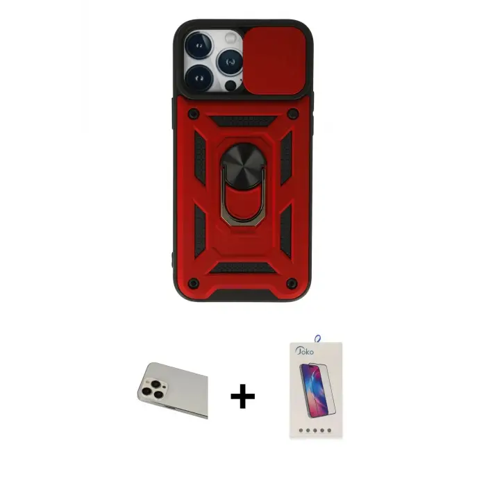 ieg™ iPhone 13 Pro Max Kılıf Ahenk Klasik - Siyah Joko 5D Cam + Rainbow Kamera Lens Koruma Cam - REGD
