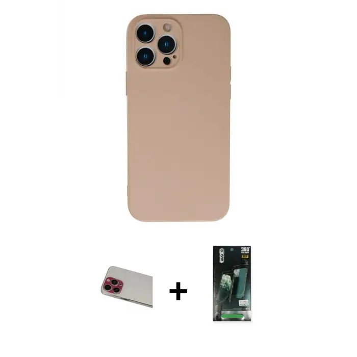 ieg™ iPhone 13 Pro Max Kılıf Ahenk Serisi - Şeffaf 360 Full Body Arka Koruyucu + Rainbow Kamera Lens Koruma Cam - KI