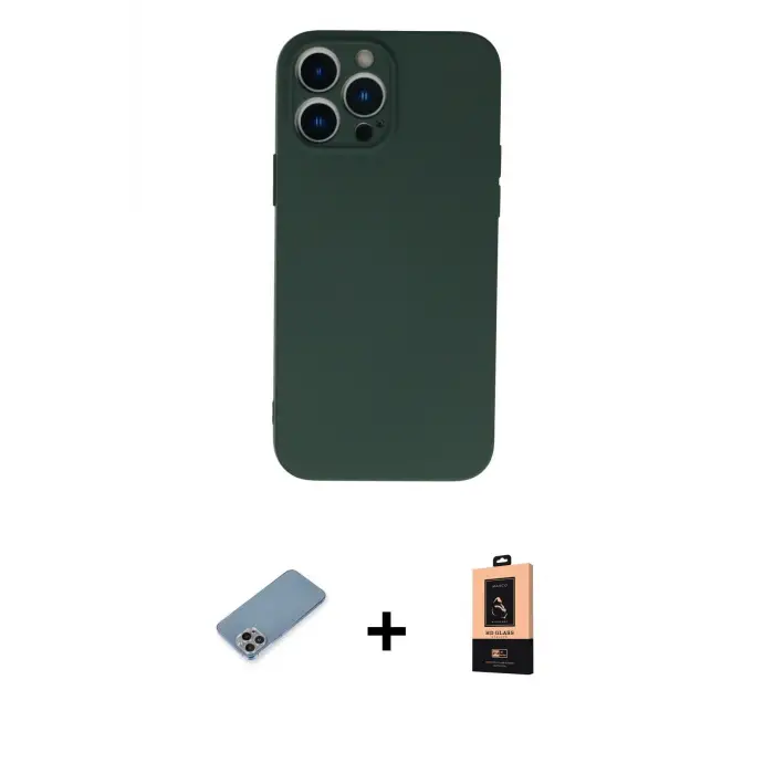 ieg™ iPhone 13 Pro Max Kılıf Ahenk Serisi - Şeffaf Maxco Cam Ekran Koruyucu + Shine Kamera Lens Koruma Cam - GI