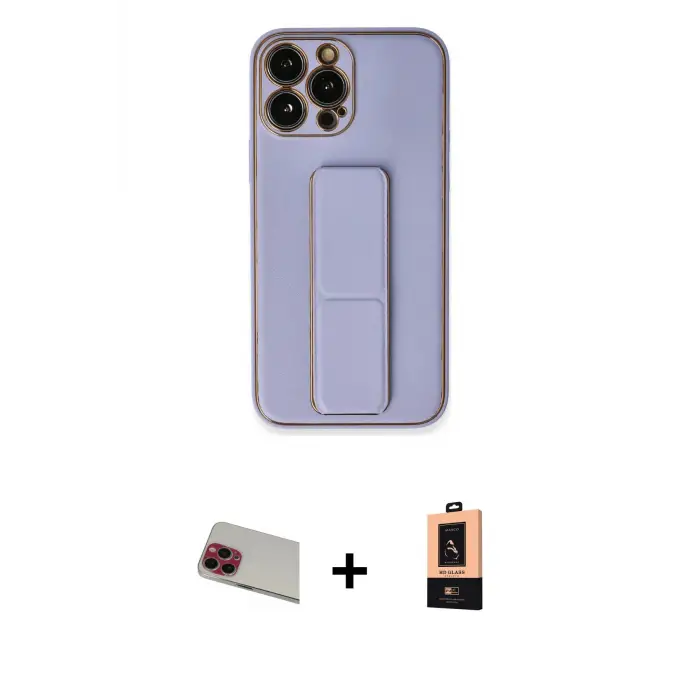ieg™ iPhone 13 Pro Max Kılıf Akış Doku - Şeffaf Maxco Cam Ekran Koruyucu + Rainbow Kamera Lens Koruma Cam - KI