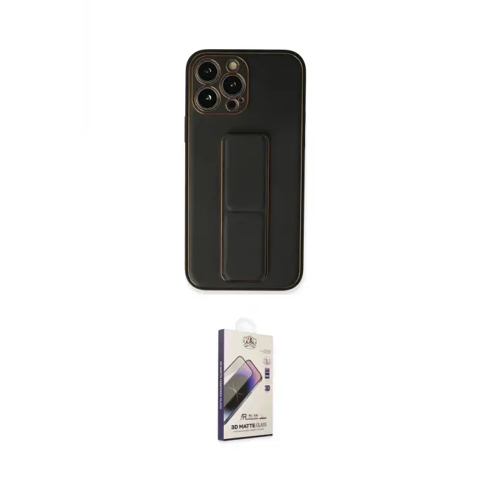 ieg™ iPhone 13 Pro Max Kılıf Akış Doku - Siyah Bilvis 3D Mat Cam Ekran Koruyucu