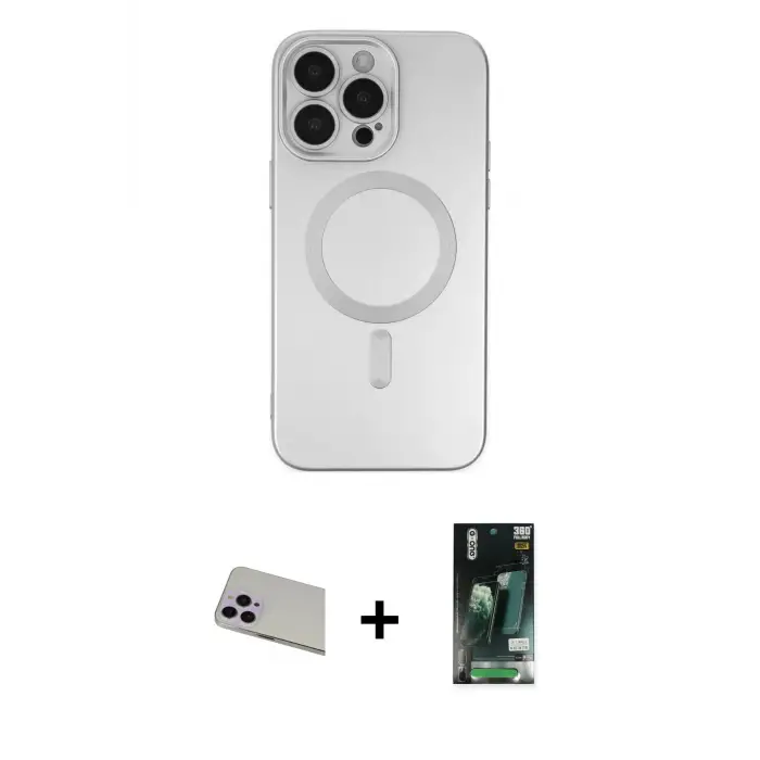 ieg™ iPhone 13 Pro Max Kılıf Akış Minimal Özel Seri - Şeffaf 360 Full Body Arka Koruyucu + Rainbow Kamera Lens Koruma Cam - MR