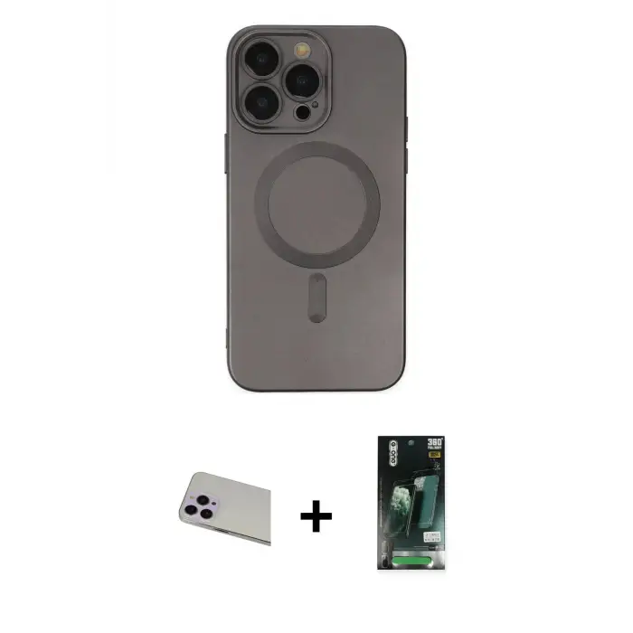 ieg™ iPhone 13 Pro Max Kılıf Akış Minimal Özel Seri - Şeffaf 360 Full Body Arka Koruyucu + Rainbow Kamera Lens Koruma Cam - MR