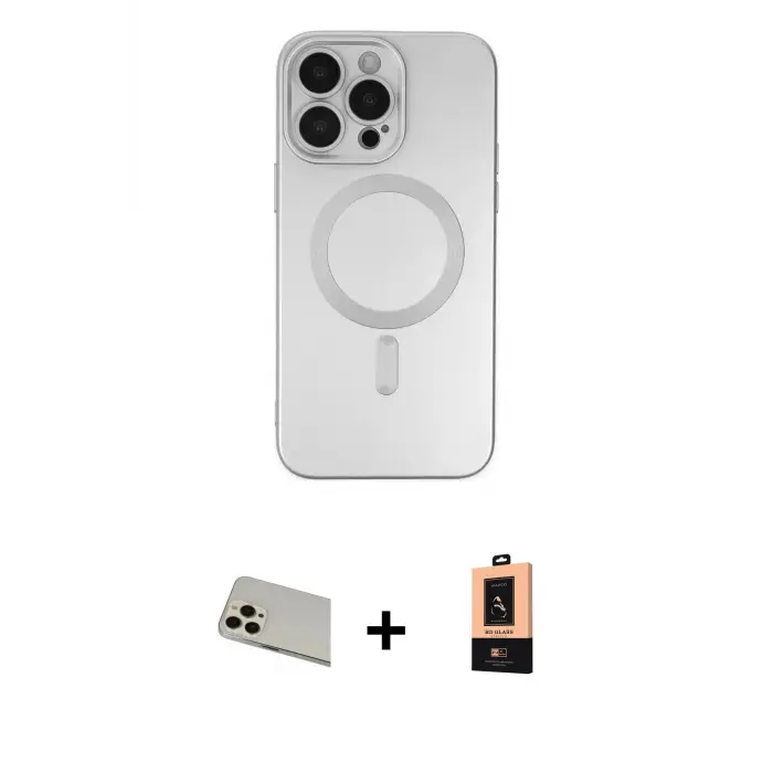ieg™ iPhone 13 Pro Max Kılıf Akış Minimal Özel Seri - Şeffaf Maxco Cam Ekran Koruyucu + Rainbow Kamera Lens Koruma Cam - REGD