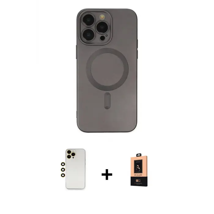 ieg™ iPhone 13 Pro Max Kılıf Akış Minimal Özel Seri - Şeffaf Maxco Cam Ekran Koruyucu + Shine Kamera Lens - GD