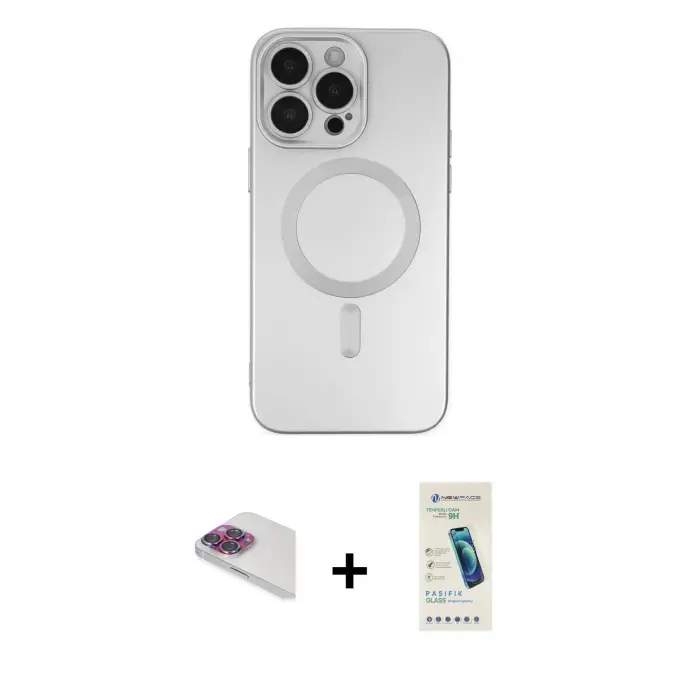 ieg™ iPhone 13 Pro Max Kılıf Akış Minimal Özel Seri - Şeffaf Pasifik Cam Ekran Koruyucu + Pers Alüminyum Kamera Lens - GI