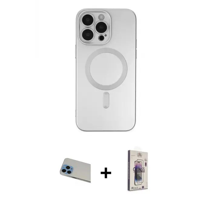ieg™ iPhone 13 Pro Max Kılıf Akış Minimal Özel Seri - Siyah Bilvis 3D Cam Ekran Koruyucu + Rainbow Kamera Lens Koruma Cam - MI