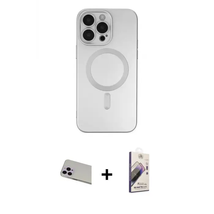 ieg™ iPhone 13 Pro Max Kılıf Akış Minimal Özel Seri - Siyah Bilvis 3D Mat Cam Ekran Koruyucu + Rainbow Kamera Lens Koruma Cam - MR
