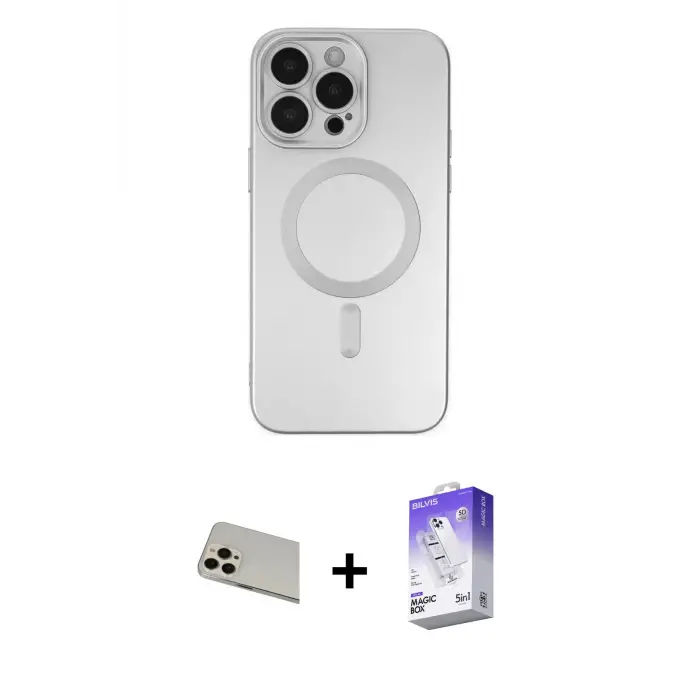 ieg™ iPhone 13 Pro Max Kılıf Akış Minimal Özel Seri - Siyah Bilvis 5in1 3D Magic Cam Ekran Koruyucu + Rainbow Kamera Lens Koruma Cam - REGD