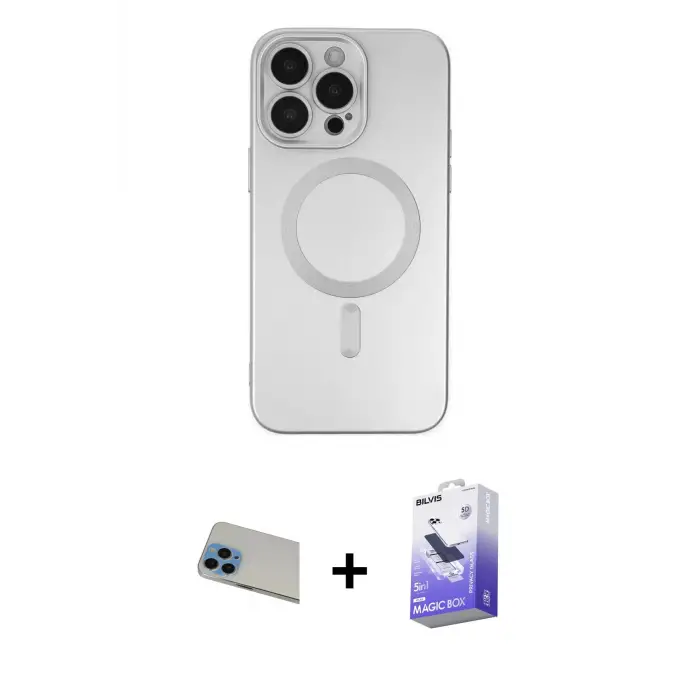 ieg™ iPhone 13 Pro Max Kılıf Akış Minimal Özel Seri - Siyah Bilvis 5in1 5D Magic Hayalet Cam Ekran Koruyucu + Rainbow Kamera Lens Koruma Cam - MI
