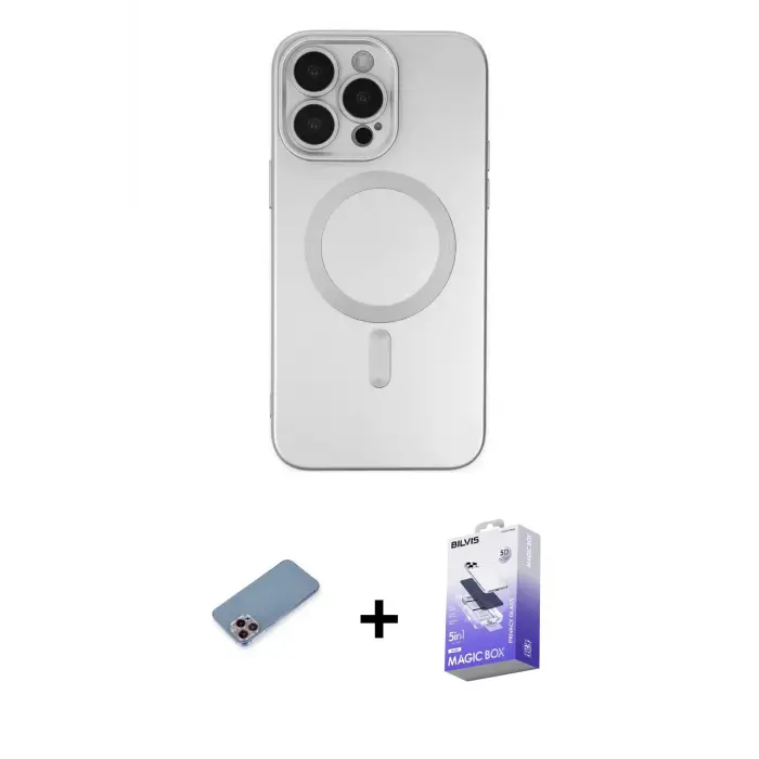 ieg™ iPhone 13 Pro Max Kılıf Akış Minimal Özel Seri - Siyah Bilvis 5in1 5D Magic Hayalet Cam Ekran Koruyucu + Shine Kamera Lens Koruma Cam - PE