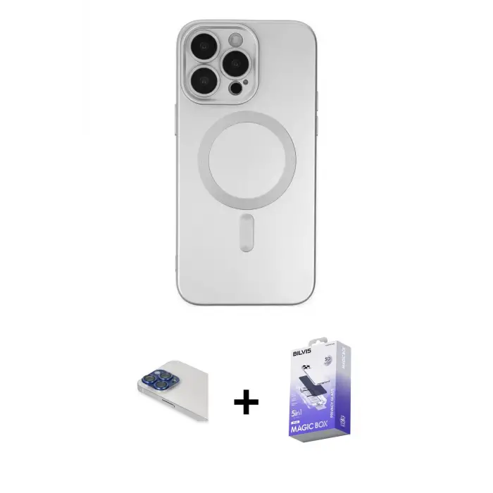 ieg™ iPhone 13 Pro Max Kılıf Akış Minimal Özel Seri - Siyah Bilvis 5in1 5D Magic Hayalet Cam Ekran Koruyucu + Pers Alüminyum Kamera Lens - LT