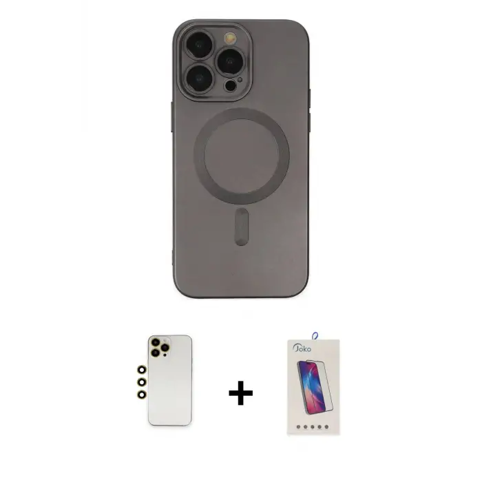 ieg™ iPhone 13 Pro Max Kılıf Akış Minimal Özel Seri - Siyah Joko 5D Cam + Shine Kamera Lens - GD