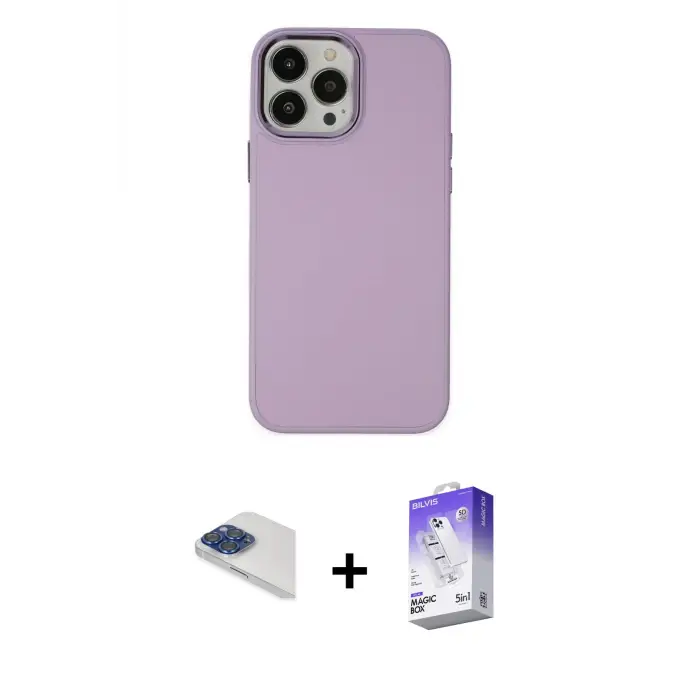 ieg™ iPhone 13 Pro Max Kılıf Çekirdek Çizgi - Siyah Bilvis 5in1 3D Magic Cam Ekran Koruyucu + Pers Alüminyum Kamera Lens - LT